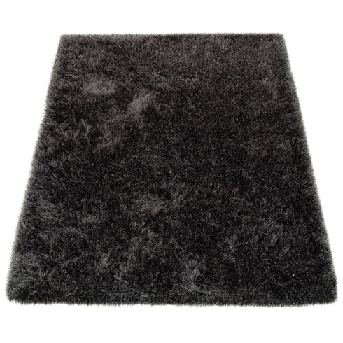 Hochflor Teppich | Flauschiger Hochflor für Wohnzimmer und Schlafzimmer | Anthrazit